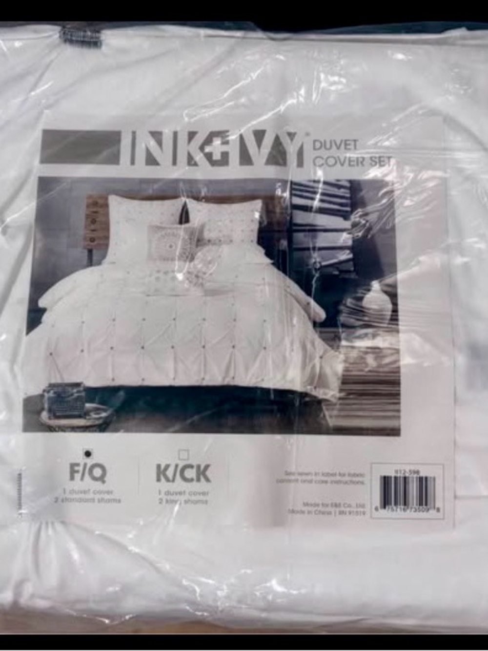 NWT INK+IVY Masie White Gray Full/Queen Duvet Set